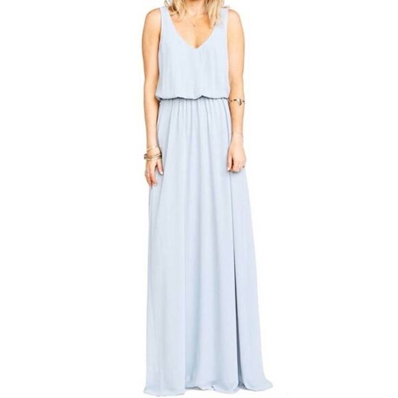 Mumu Blue Kendall V-Neck Formal Maxi Dress - Picture 1 of 5